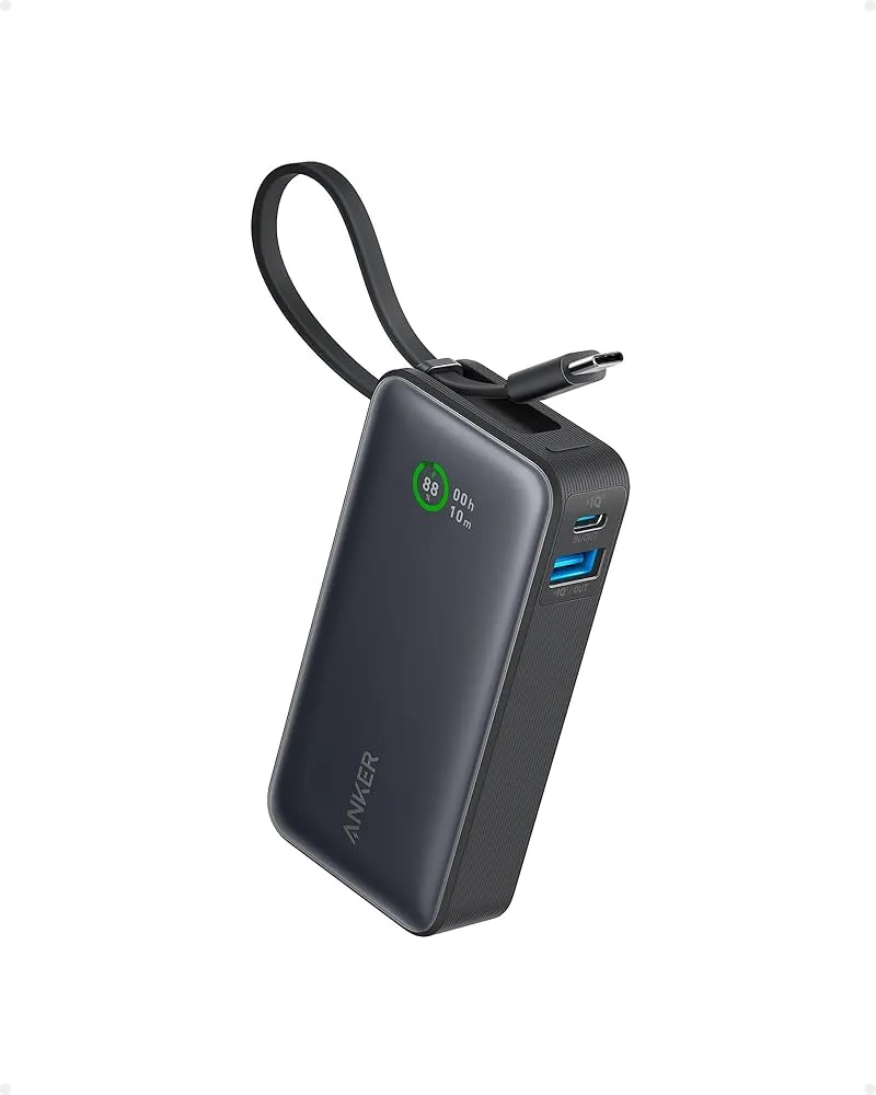 Anker Nano Power Bank, 10,000mAh Portable Charger with Built-In USB-C Cable, 30W Max Output, for iPhone 17/16 Series, MacBook, AirPods, and More 2