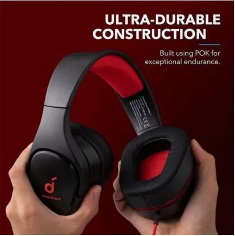 Anker soundcore strike 1 gaming headset, stereo sound, sound enhancement for fps games, noise isolating mic, and cooling gel-infused cushions, gaming headset compatible with xbox one, ps4, and pc 4