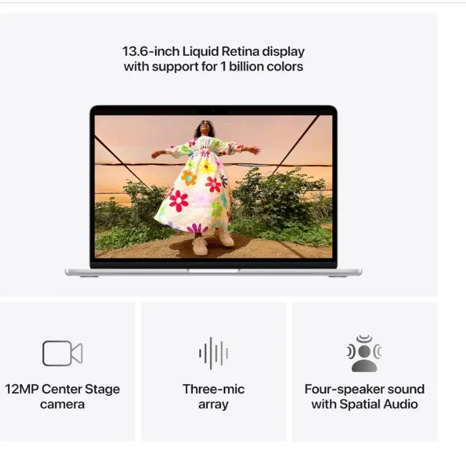 Apple 2026 MacBook Air 13-inch Laptop with M5 chip: AI and Apple Intelligence, 13.6-inch Liquid Retina Display, 16GB Unified Memory, 512GB SSD Storage, 12MP Center Stage Camera; ;Arabic 3