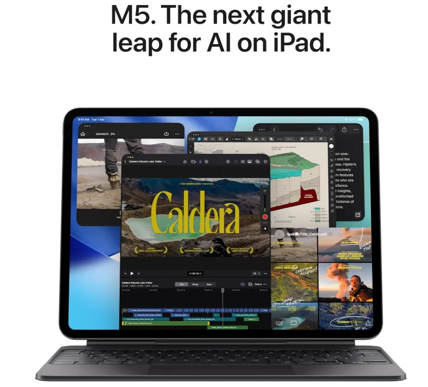 Apple iPad Pro 11-inch (M5) 256GB: Ultra Retina XDR display, Landscape 12MP Front Camera/12MP Back Camera, LiDAR Scanner, Wi-Fi + 5G Cellular, All-Day Battery Life — Space Black(TDRA Version) 3