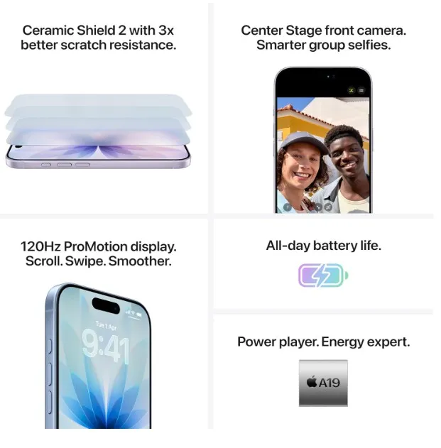 Apple iPhone 17 512 GB: 6.3-inch Display with ProMotion, A19 Chip, Center Stage Front Camera for Smarter Group Selfies, Improved Scratch Resistance, All-Day Battery Life; sage- TDRA Version 4