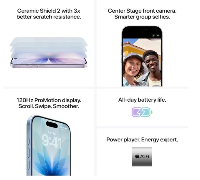 Apple iPhone 17 256 GB: 6.3-inch Display with ProMotion, A19 Chip, Center Stage Front Camera for Smarter Group Selfies, Improved Scratch Resistance, All-Day Battery Life; Black- TDRA Version 4