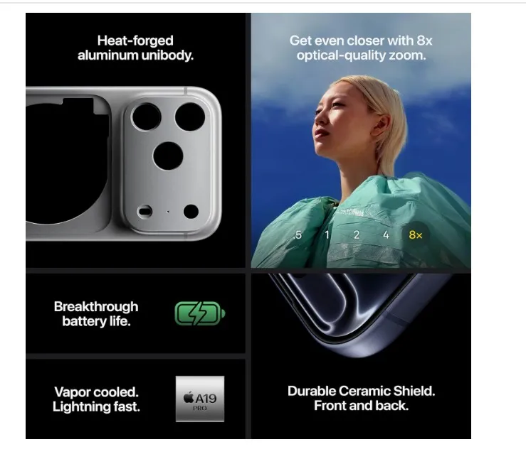 Apple iPhone 17 Pro 1 TB: 6.3-inch Display with ProMotion up to 120Hz, A19 Pro Chip, Breakthrough Battery Life, Pro Fusion Camera System with Center Stage Front Camera; Silver - TDRA Version 4