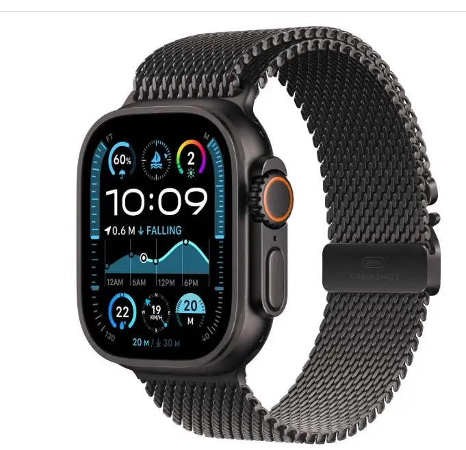 Apple Watch Ultra 2 GPS + Cellular 49mm Black Titanium Case with Black Milanese Loop – L