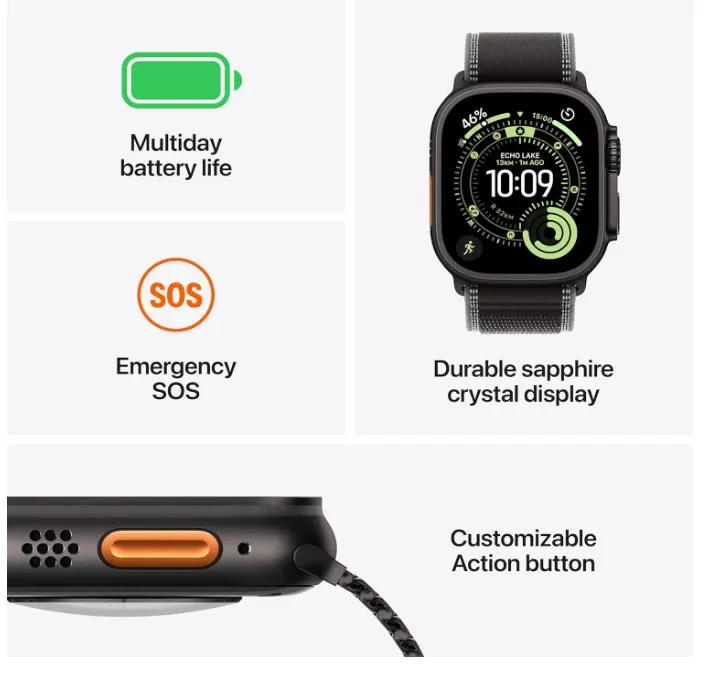 Apple Watch Ultra 3 GPS + Cellular 49mm Premium Running and Multisport Smartwatch with Rugged Black Titanium Case with Black Alpine Loop - Medium. Advanced Health and Fitness Tracking 2