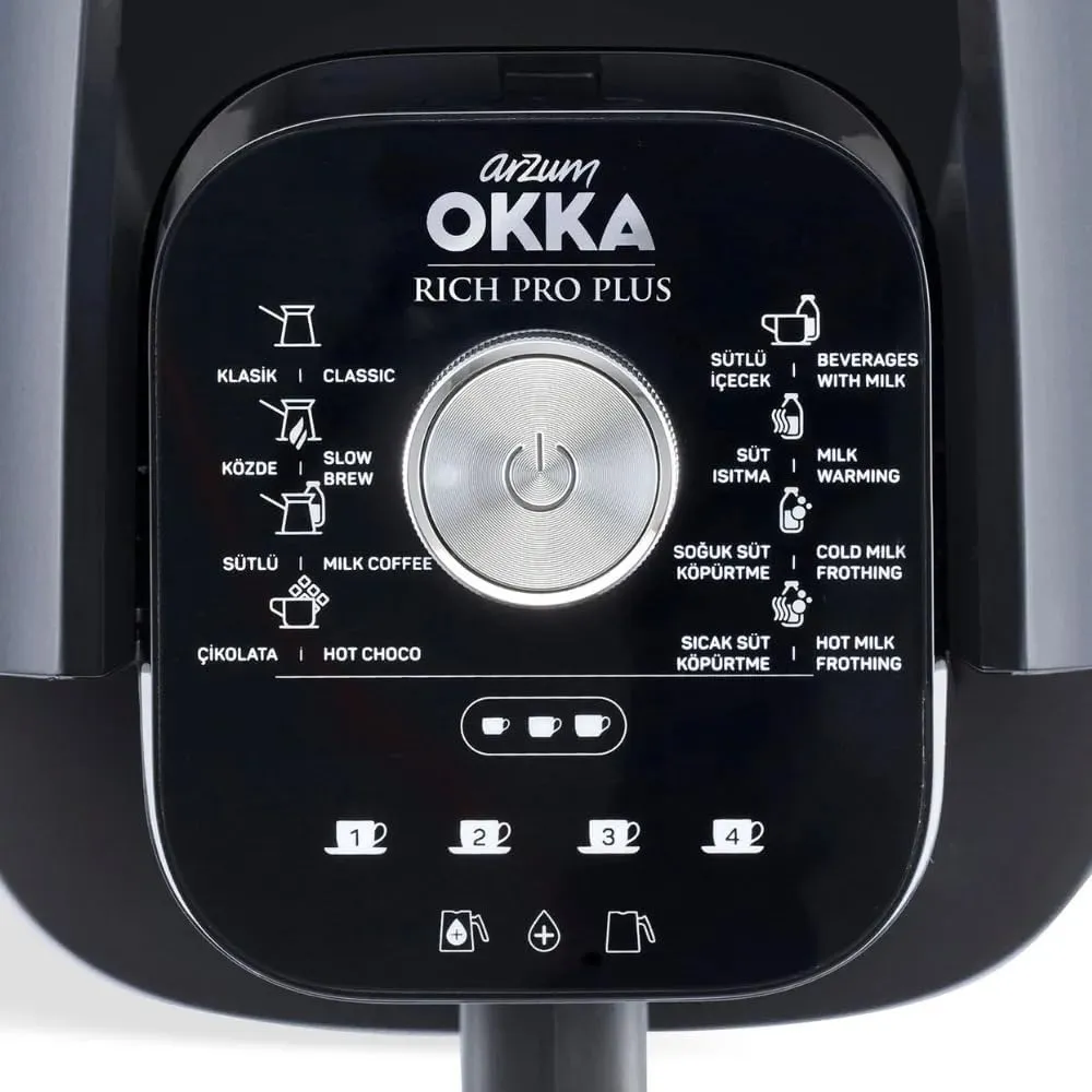 Arzum OKKA Rich Pro Plus, automatic Turkish Coffee maker, Milk Drinks & Different hot beverages maker,Stainless still Pot (With Water Tank)-OK0038-0554 - Chrome,Capuccino,1 year Manufacturing Warranty 3