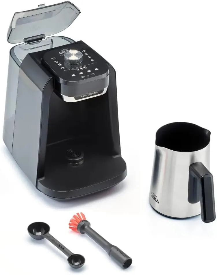 Arzum OKKA Rich Pro Plus, automatic Turkish Coffee maker, Milk Drinks & Different hot beverages maker,Stainless still Pot (With Water Tank)-OK0038-0554 - Chrome,Capuccino,1 year Manufacturing Warranty 5