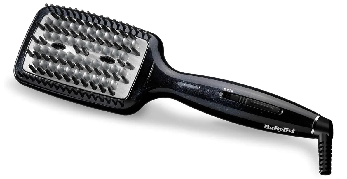BaByliss Hair Straightening, 3d Tech Hot Brush For Versatile Styling And Smooth Results, Black Design For A Sleek, Durable Construction For Long-lasting Performance, HSB101SDE (Black) (UAE Version)