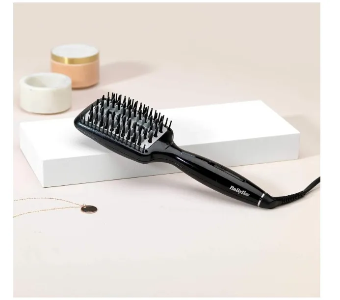 BaByliss Hair Straightening, 3d Tech Hot Brush For Versatile Styling And Smooth Results, Black Design For A Sleek, Durable Construction For Long-lasting Performance, HSB101SDE (Black) (UAE Version) 3