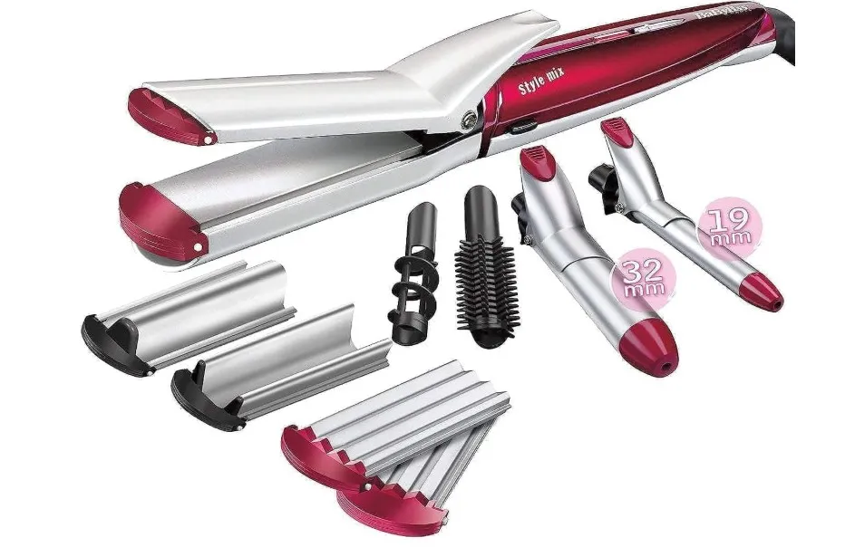 BaByliss Multi Styler 10-In-1 Hair Styler | 6 Style Settings For Perfect Hair Style | With Curling/ Straightening/ Crimping/ Waver/ Spiral Plates & Hair Pins | Shock & Break Proof | MS22SDE (Purple)
