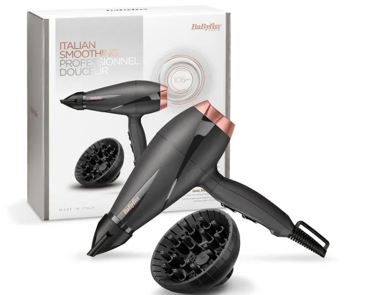 BaByliss Paris Hair Dryer, Salon-grade Motor With 2100w & Ionic Frizz-control, 6mm Ultra-slim Concentrator Nozzle With Lockable Cold Shot, Italian-made For Lasting Performance, 6709DSDE (Black)