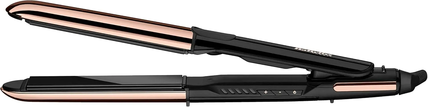 BaByliss Straightener, 28mm Titanium Plates For Efficient Styling, 5 Temperature Settings For Versatility With Fast Heat-up Time, Lightweight And Ergonomic Design With Shiny Results, ST482SDE (Gold)
