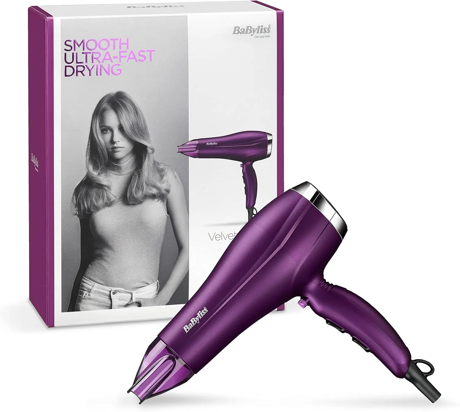 BaByliss Velvet Orchid 2300 Hair Dryer, Fast Drying Results, Ionic, Comfortable Blow-Dry, Purple 2
