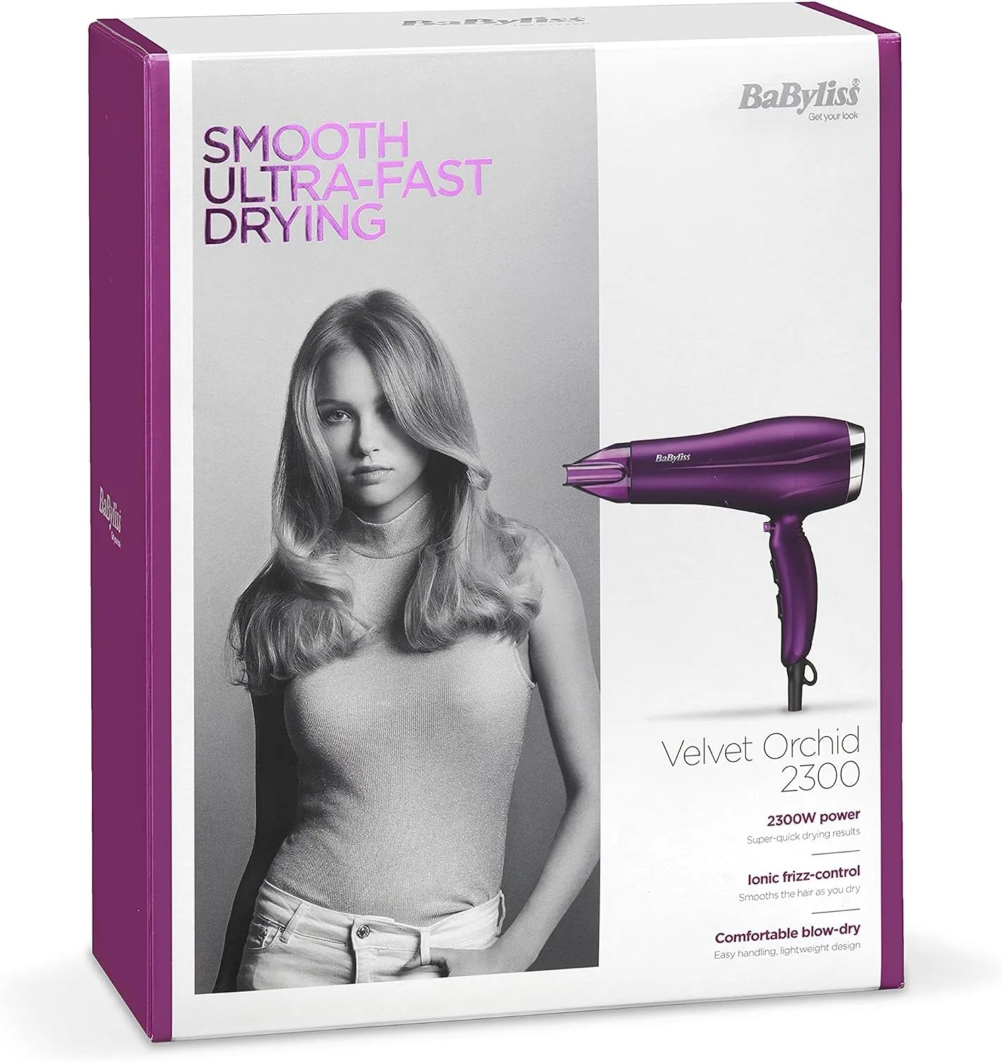 BaByliss Velvet Orchid 2300 Hair Dryer, Fast Drying Results, Ionic, Comfortable Blow-Dry, Purple 5
