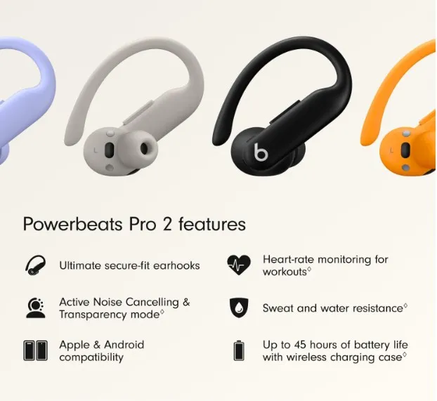 Beats Powerbeats Pro 2 Wireless Bluetooth Earbuds – Noise Cancelling, Heart-Rate Monitor, IPX4, Up to 45 Hours Battery & Wireless Charging Case, works with Apple & Android- Jet Black 2