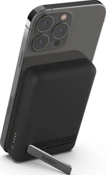 Belkin BoostCharge Wireless Power Bank 5K w/MagSafe Compatible 7.5W Charging, Built-in Pop-up Kickstand - Compatible w/iPhone 15, 15 Plus, 15 Pro, 15 Pro Max, iPhone 14, AirPods, Black | BPD004btBK 2