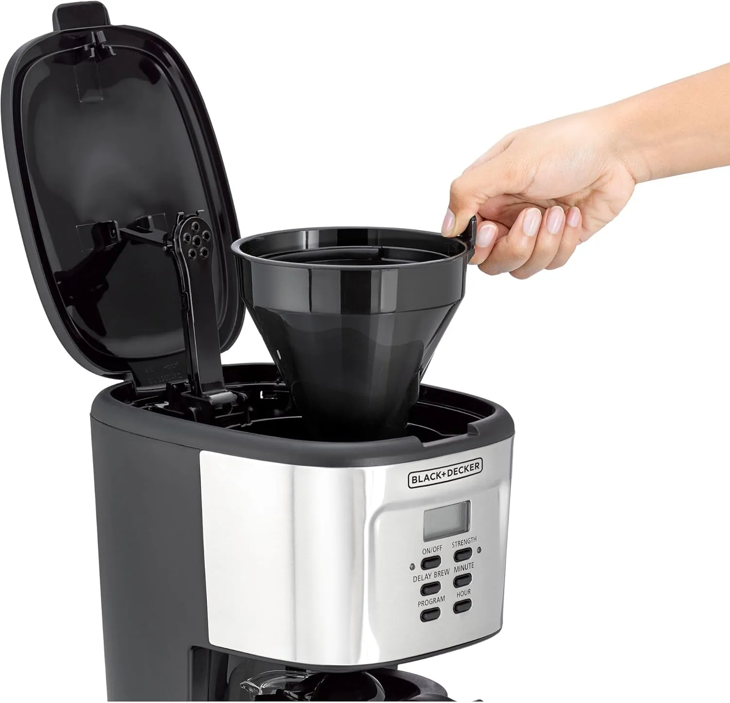 BLACK+DECKER 12-Cup Coffee Maker, 900W Programmable Drip Coffee Machine, 1.5L Glass Carafe, 24-Hour Timer, Keep Warm Function, LCD Display, Auto Shut-Off, Boil Dry Protection, Black - DCM85-B5 3