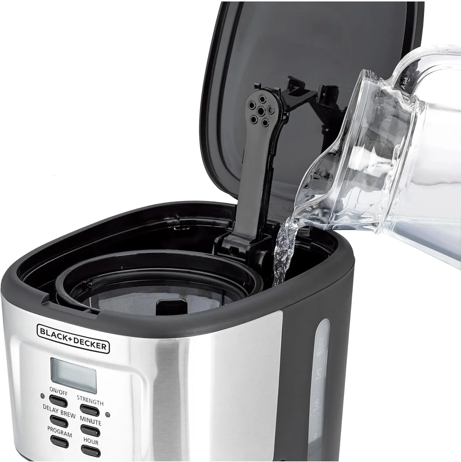 BLACK+DECKER 12-Cup Coffee Maker, 900W Programmable Drip Coffee Machine, 1.5L Glass Carafe, 24-Hour Timer, Keep Warm Function, LCD Display, Auto Shut-Off, Boil Dry Protection, Black - DCM85-B5 4