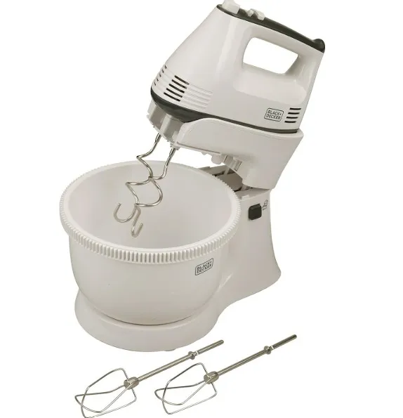 Black & Decker 300w 5 speed multifunction bowl and stand mixer, white - m700, 2 years warranty