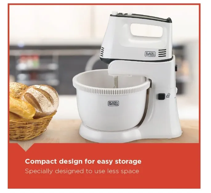 Black & Decker 300w 5 speed multifunction bowl and stand mixer, white - m700, 2 years warranty 4