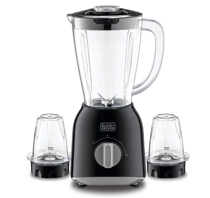 BLACK+DECKER 400W 1.5 Blender with 2 x Grinder Mills, Black - BX365-B5