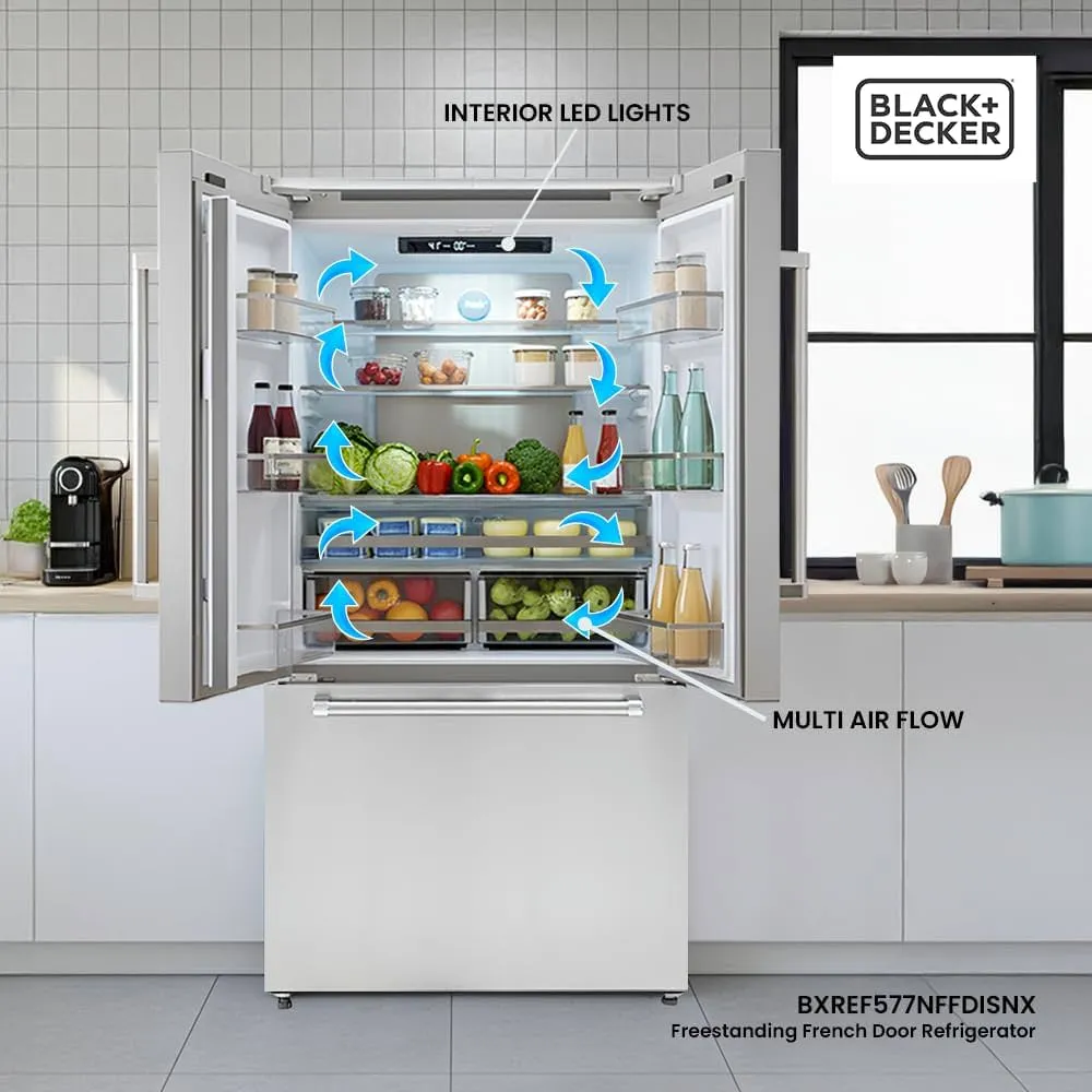 BLACK+DECKER 579L French Door Freestanding Refrigerator BXREF577NFFDISNX (Inox) 3