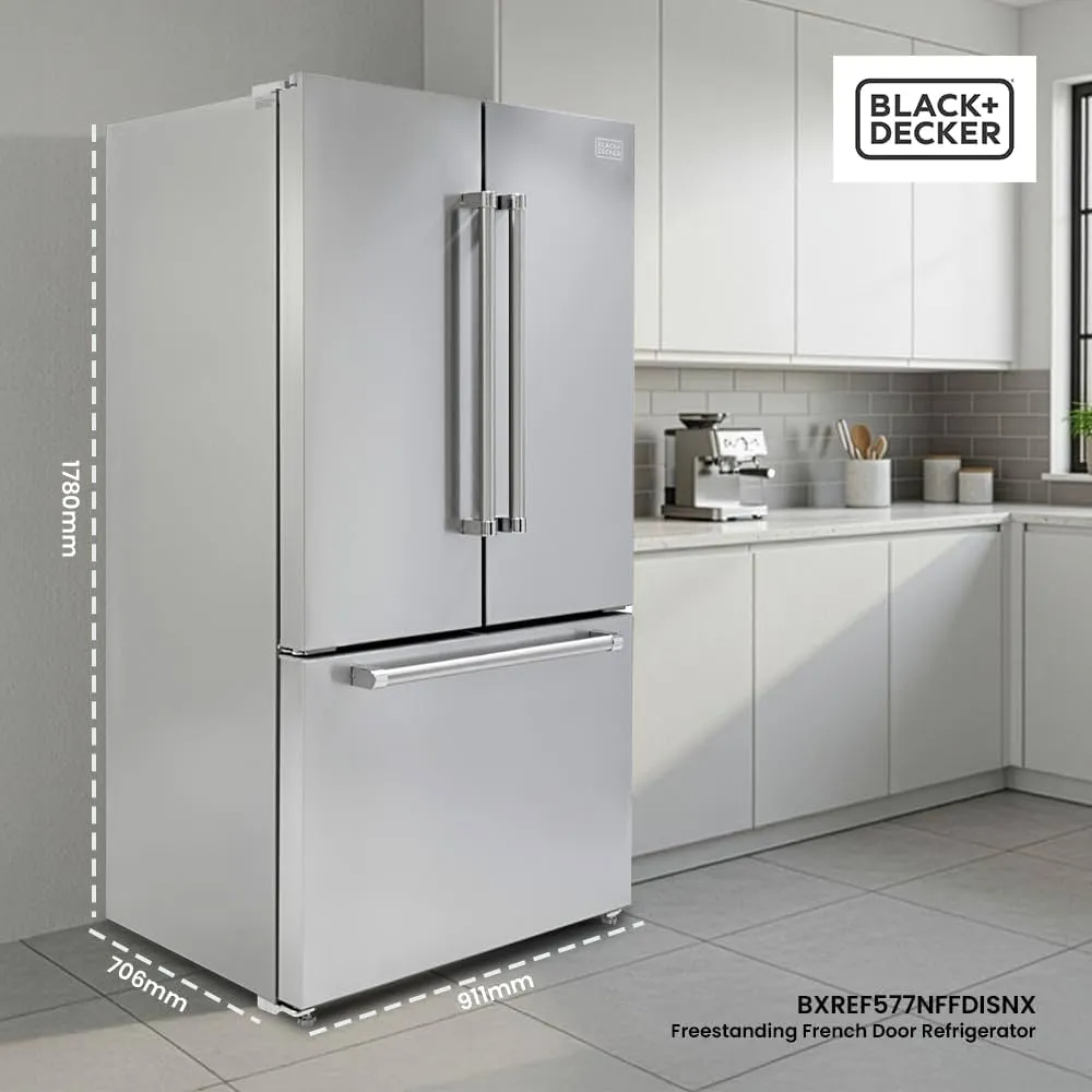 BLACK+DECKER 579L French Door Freestanding Refrigerator BXREF577NFFDISNX (Inox) 4