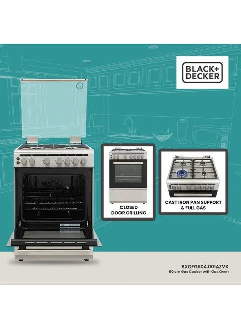 BLACK+DECKER 60 cm Freestanding Gas Cooker with Gas Oven & Grill BXOFG604.001AZVX (Stainless Steel) 3
