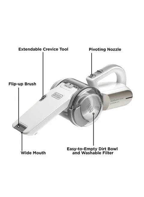 BLACK+DECKER Cordless Handheld Vacuum Cleaner 14.4V 1.5Ah Li-Ion – PV1420L-B5 (White/Grey) 3