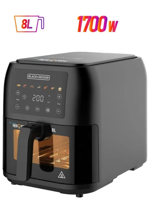 BLACK+DECKER Digital Air Fryer, 8L, 1700W, SAF80W-B5, Black