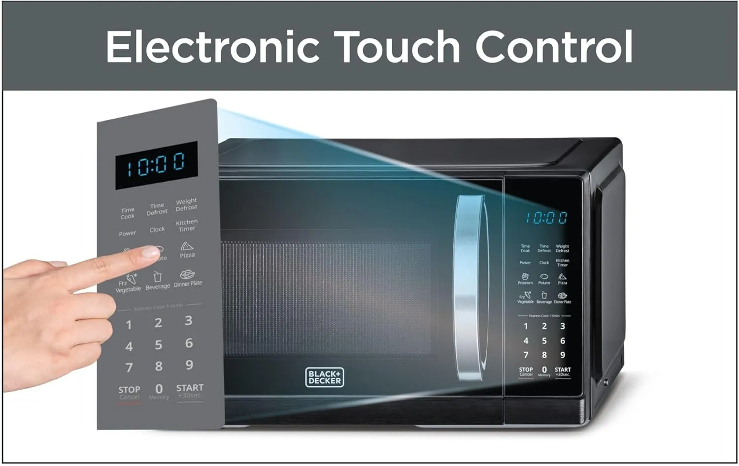 BLACK+DECKER Digital Microwave Oven, 25L, 900W, 6 Auto Programs, LED Display, 11 Power Levels, Child Lock, MZ2500P-B5 4