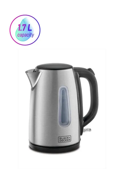 BLACK+DECKER Electric Kettle with Stainless Steel Body 1.7L 2200W – JC450-B5 (Silver/Black)
