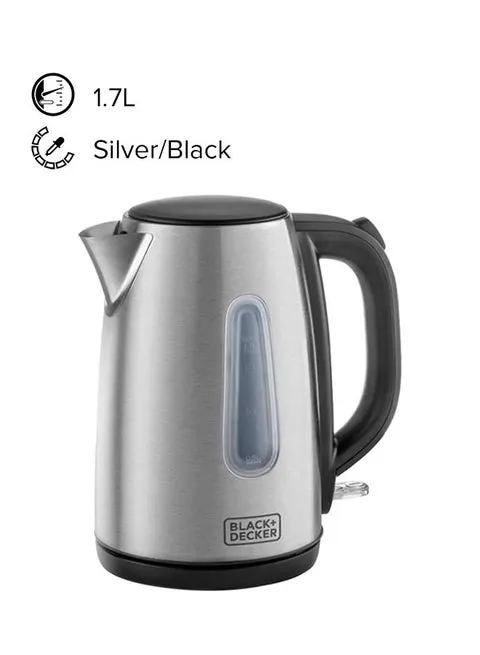 BLACK+DECKER Electric Kettle with Stainless Steel Body 1.7L 2200W – JC450-B5 (Silver/Black)