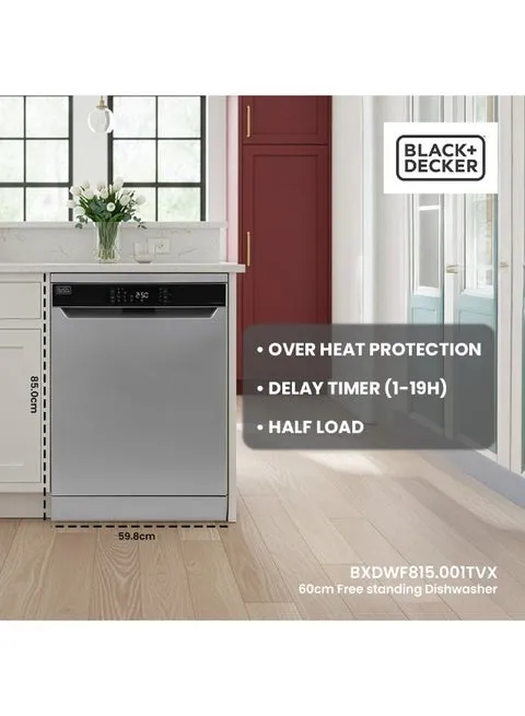 BLACK+DECKER Freestanding Dishwasher 15 Place Settings – BXDWF815.001TVX (Silver) 3