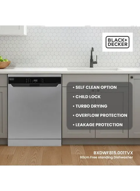 BLACK+DECKER Freestanding Dishwasher 15 Place Settings – BXDWF815.001TVX (Silver) 4