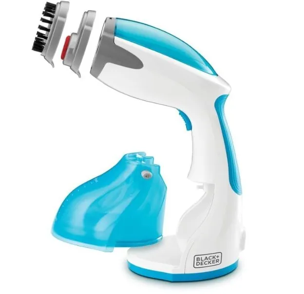 BLACK+DECKER Handheld Fabric Steamer with Steam Jet Button and Lint Remover 1200W 260ml White/Blue HST1200-B5