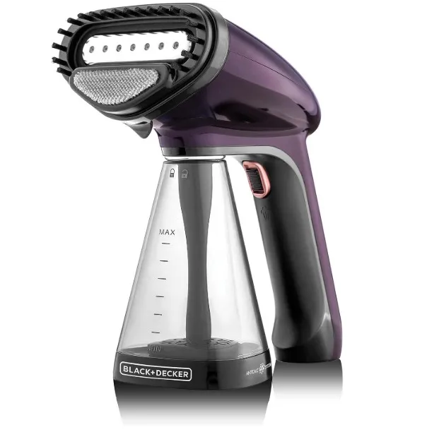 BLACK+DECKER Handheld Garment Steamer, 1500W, 21g/min Steam, 40s Fast Heat-Up, Universal Bottle Adaptor, 260ml Detachable Tank, Purple, HST1500-B5