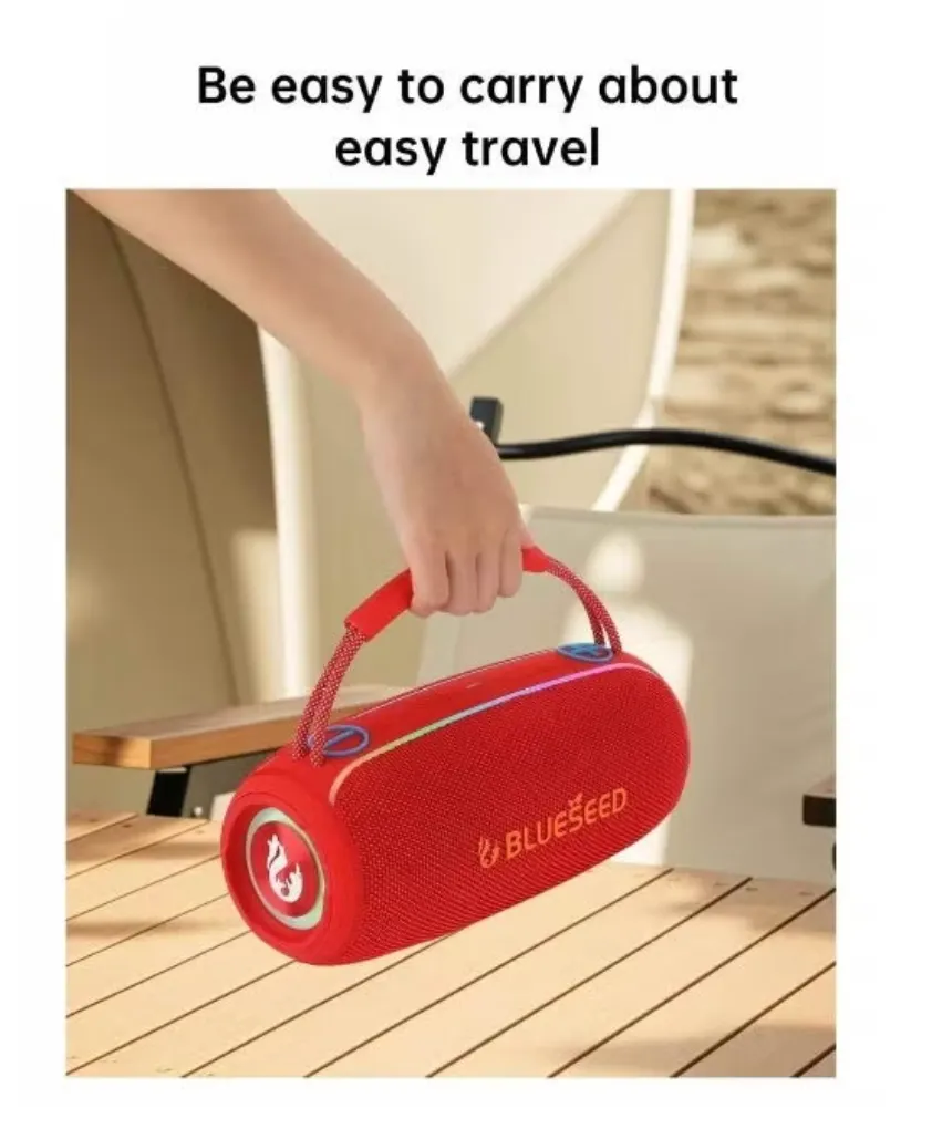 BLUESEED BS311-RD Portable Bluetooth Speaker with IPX6 Water Resistance, RGB LED Lights, Up to 12-Hour Battery Life and 10m Wireless Range – Red 4