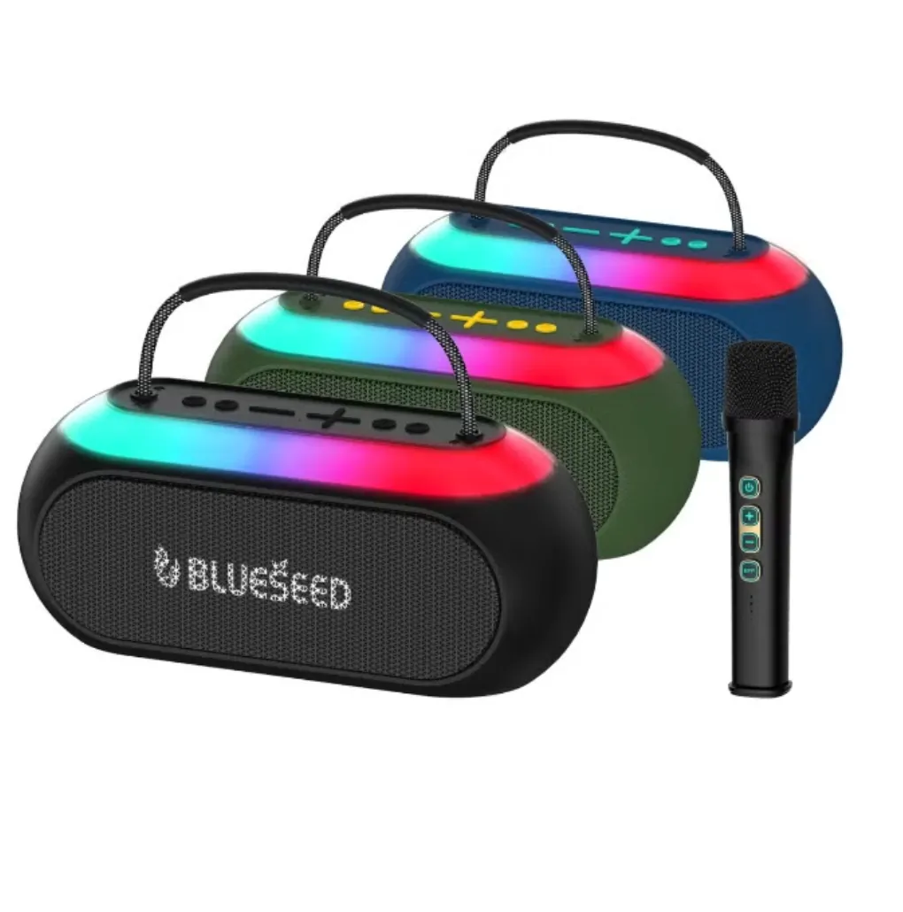 BLUESEED BS611-BK Outdoor Bluetooth Speaker with Wireless Microphone, USB/TF Card Playback, RGB LED Lighting and 10m Wireless Range – Black 4