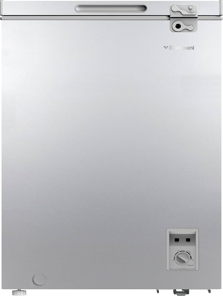Bompani BOCF150I Convertible Chest Freezer, 129L Gross / 99L Net Capacity, Freezer-to-Fridge Conversion, Mechanical Temperature Control, Manual Defrost, Lock & Key, Storage Basket, R600a Refrigerant, Silver