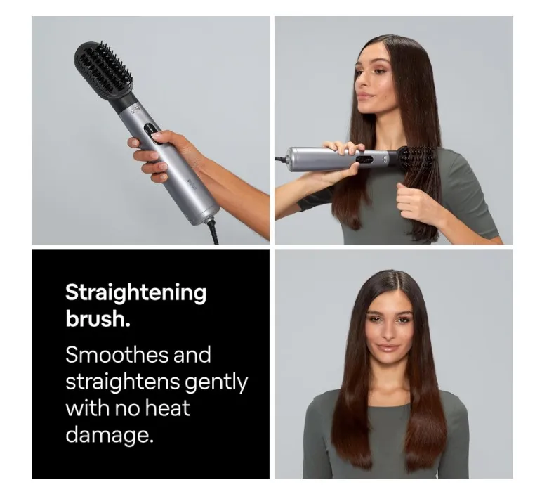 Braun Air Styler AS4.3, Advanced Care, Hair Drying, Volumiser and Smoothing, 1000 Watts, with 2 Attachment Drying Nozzle and Paddle Brush, Air Brush BRAS430SDE - Ionic Grey 4