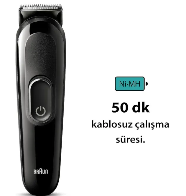 Braun All-In-One Style Kit Series 3 SK3400, 4-in1 Face & Head Trimming Kit, Ultra Sharp Blade, Rechargeable 50 Mins Cordless Runtime - Black 4