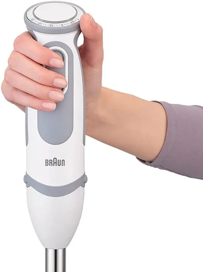 Braun Household MultiQuick 5 Hand Blender, 1000W, 21 speeds, PowerBell Technology, Splash Control, One Hand Speed Wheel, Ergonomic Shape, Comfortable Soft Grip, BPA-Free Beaker - MQ 5200