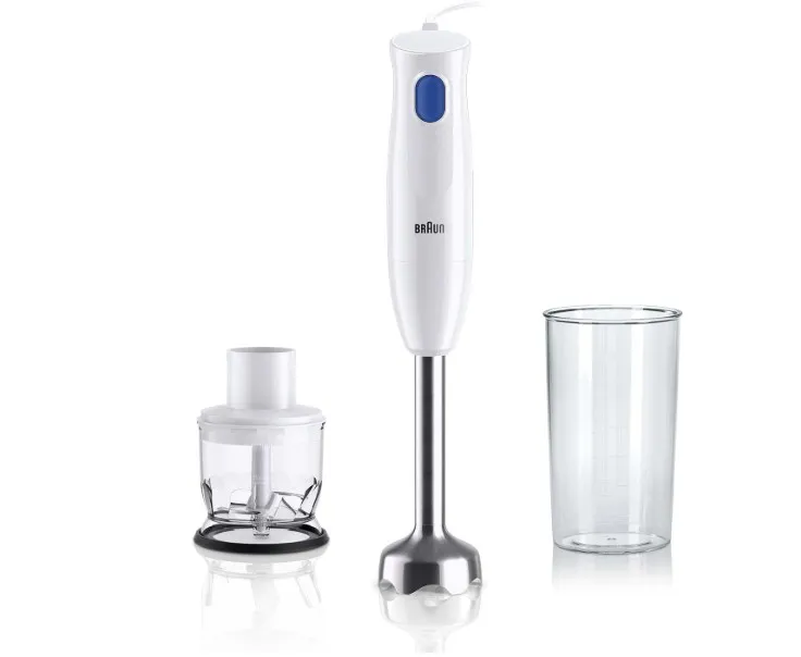Braun MultiQuick 1 Hand Blender, 450 W, Chopper 350ml, Metal, 1 speed, Lightweight, BPA free, Dishwasher, WHITE - MQ 10.201 M WH