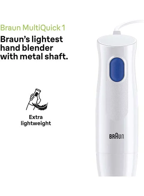 Braun MultiQuick 1 Hand Blender One Speed 450W 0.350L Chopper & 0.600L Beaker MQ10.201MWH White 2