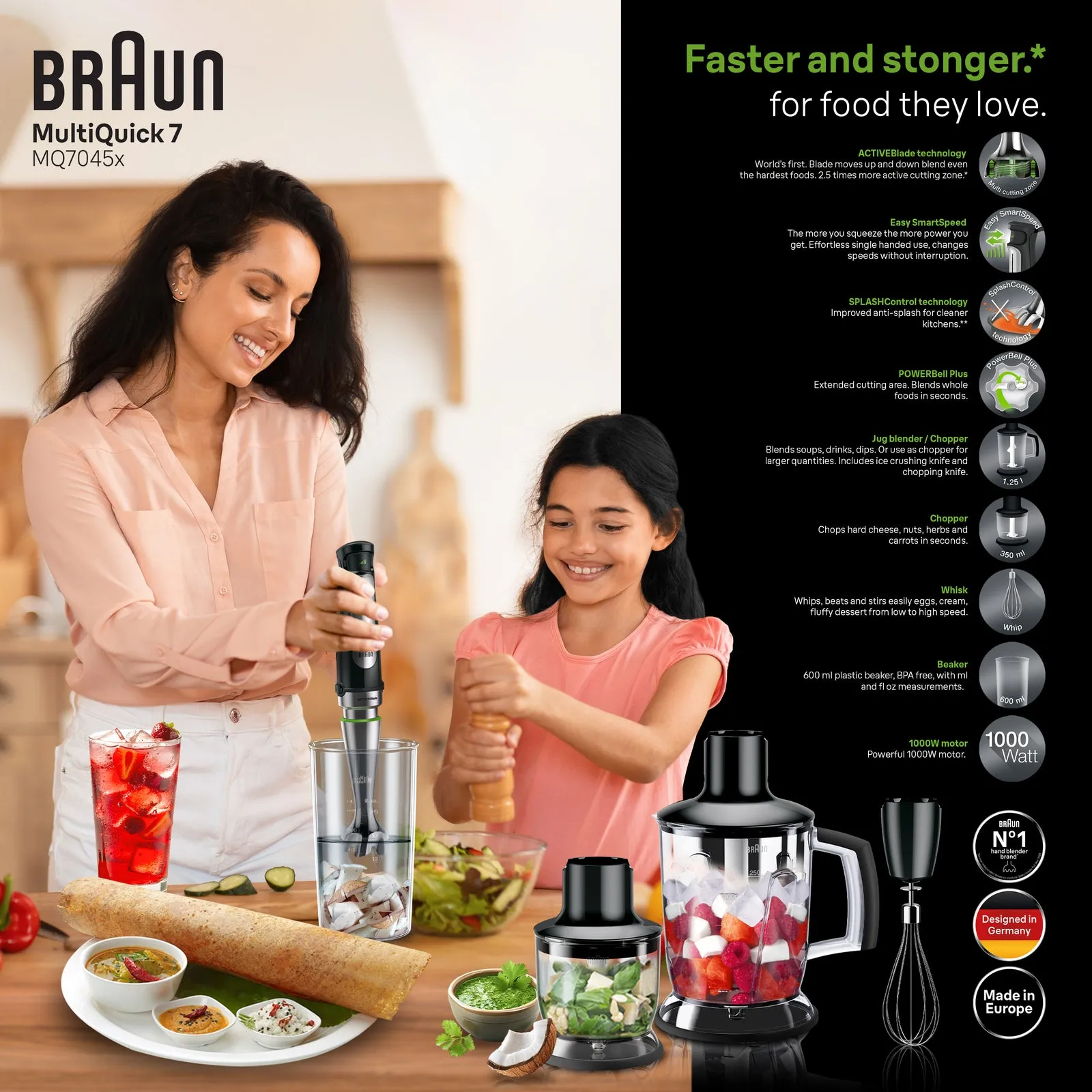 Braun MultiQuick 7 Hand Blender 1000W – MQ7045X (Silver/Black) 2