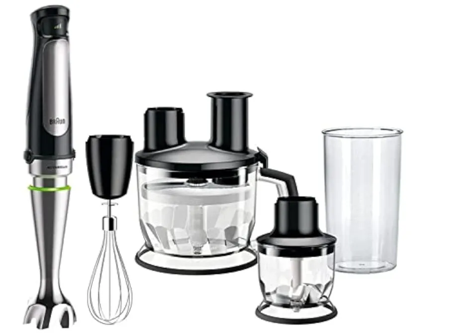 Braun MultiQuick 7 Hand Blender MQ 7085x with ActiveBlade Technology, 1000 Watts, Food Processor, Chopper, Whisk, BPA-FREE Beaker - Black