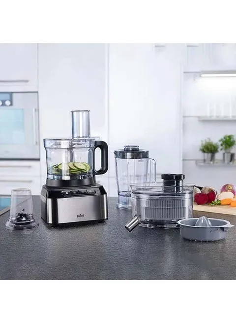 Braun PurEase 12-in-1 Food Processor, 2.1 L Bowl, 1.2 L Blender, 800 W, FP3235SI Grey 4
