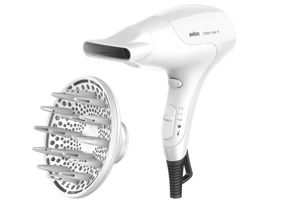 Braun Satin Hair 3 PowerPerfection hairdryer HD385 with ion function and styling nozzle, 2000 Watts