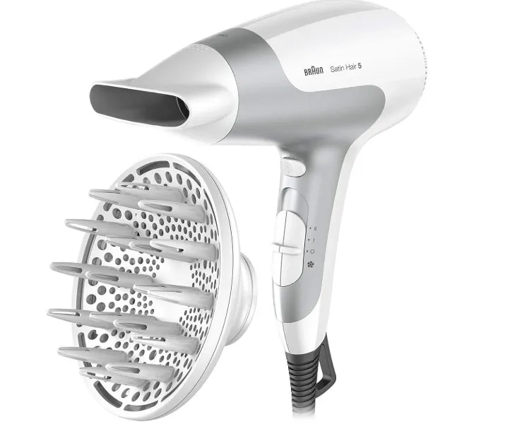 Braun Satin Hair 5 PowerPerfection dryer HD585 – Ionic | Ultra Powerful | Lightweight | Cold Shot | With Diffuser | 2500 Watts - White
